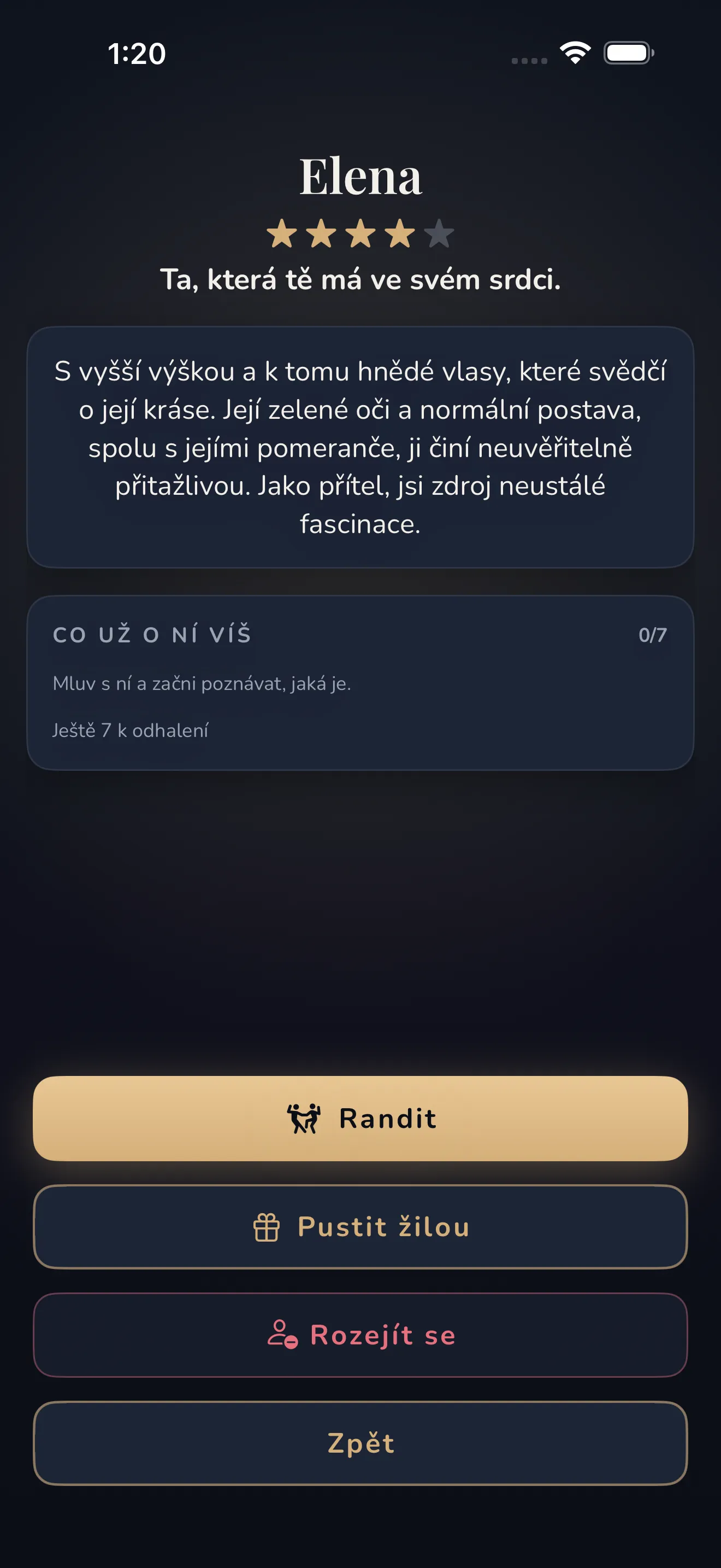 Konverzace v Charmismu s několika možnostmi, jak odpovědět.